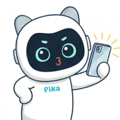 Pika cầm điện thoại chụp bài